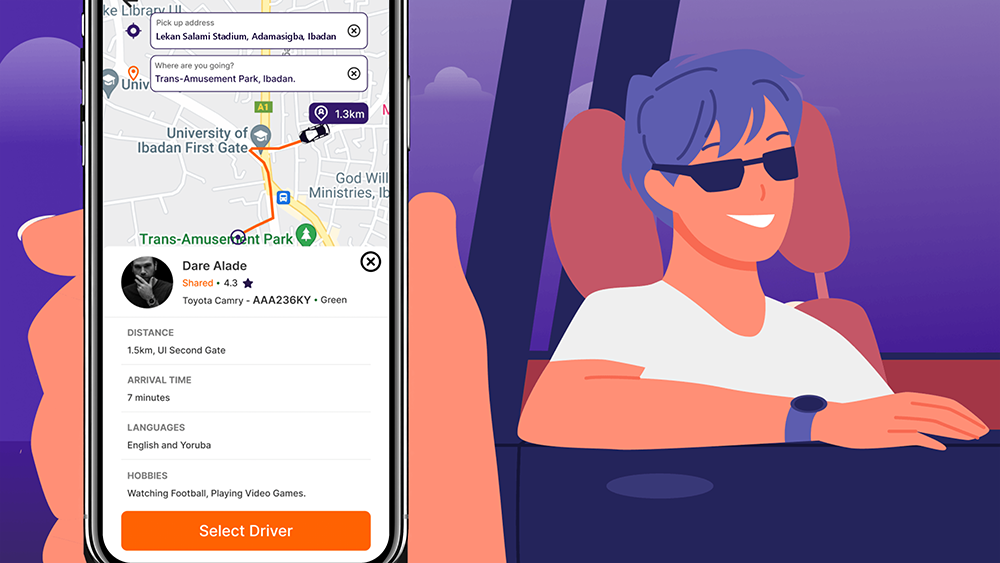 a driver profile in the mobile app